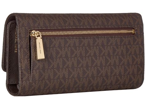 michael kors wallets monogram leather brown|brown mk wallet for women.